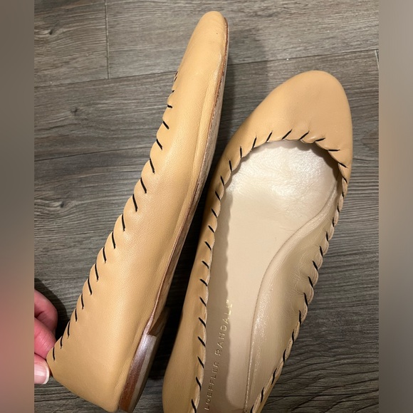 Loeffler Randall Karlotta Scalloped Tan Leather Ballet Flats - Picture 5 of 7